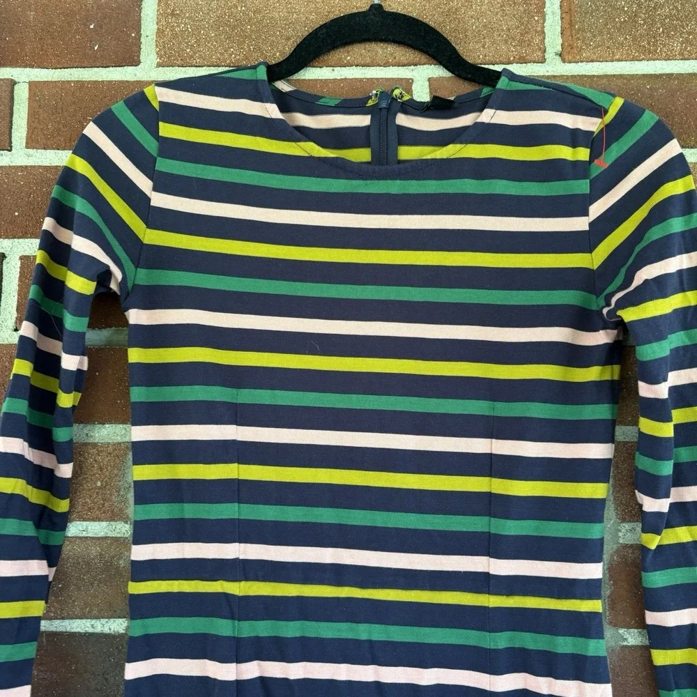 J. Crew Striped Long Sleeve MIDI Dress Cotton Women's Sz 00 A2931